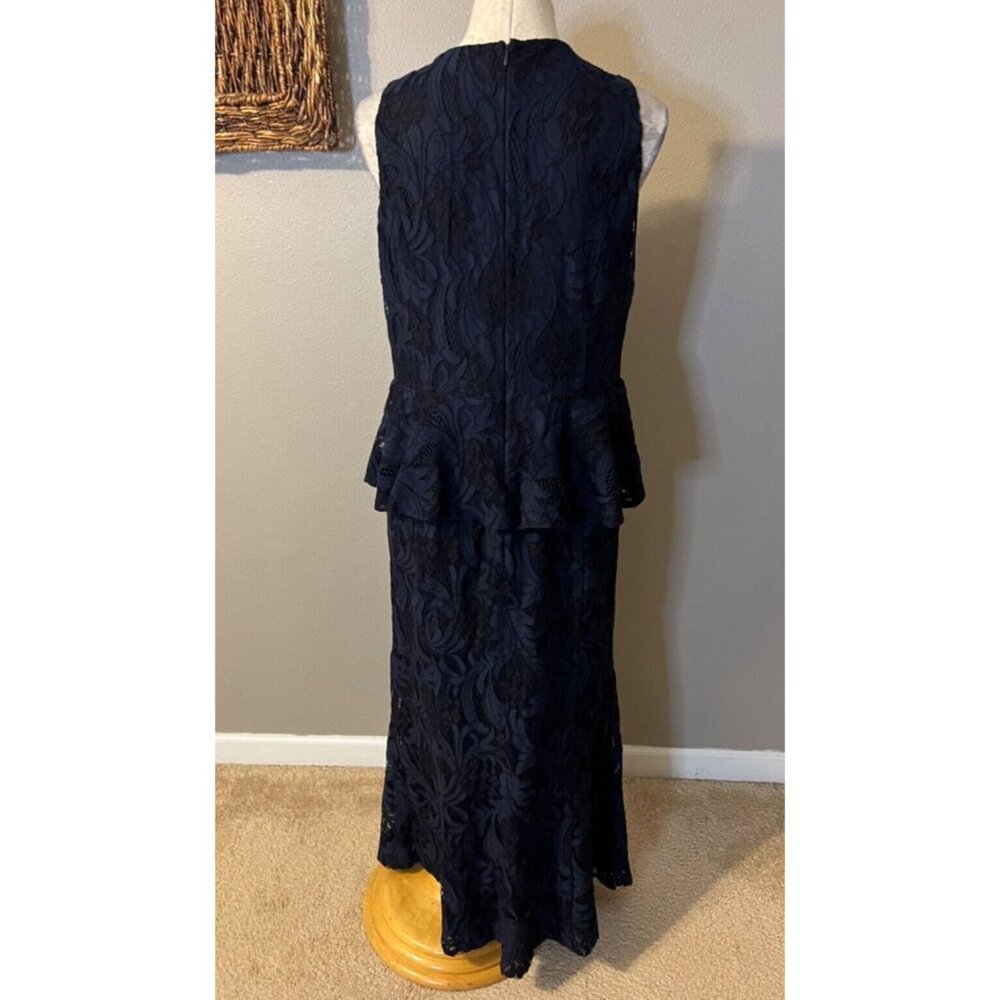 Ralph Lauren Long Formal Kynelle Dress 14 Navy Blue Wedding Party Cruise $270 - Picture 3 of 13